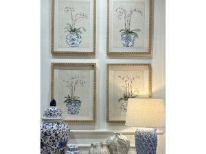 Set of 4 Framed Orchids in Chinoiserie Prints