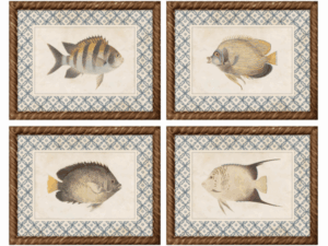 Set of 4 Framed Coastal Water Prints