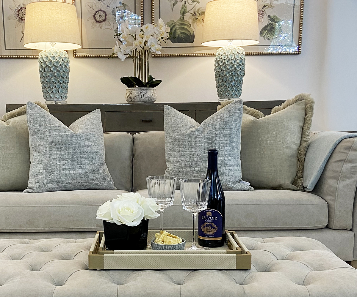 Set of 2 Faux Leather Trays in Cream