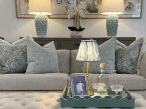 Set of 2 Rectangular Scalloped Trays in Eau De Nil