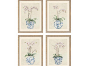Set of 6 Framed Orchids in Chinoiserie Prints