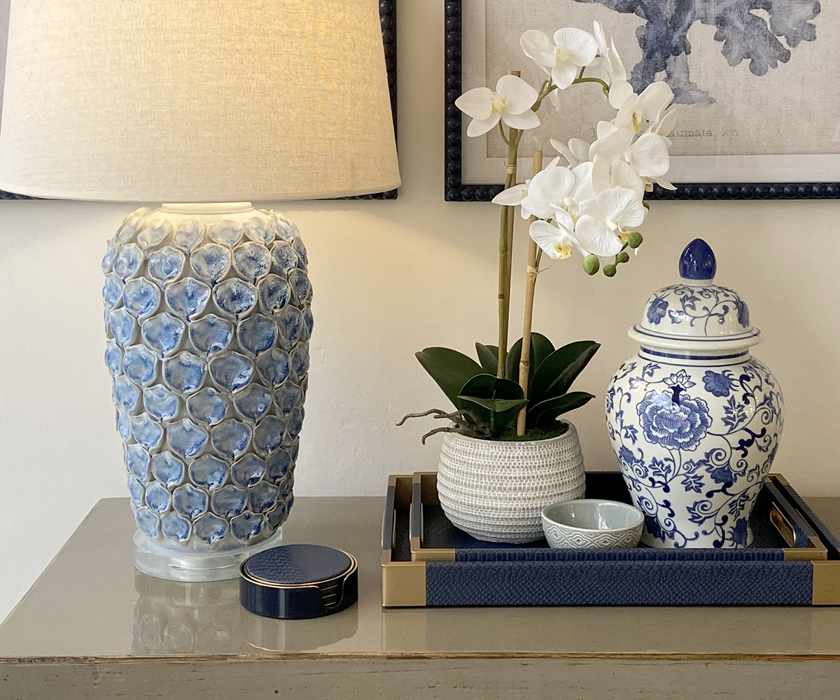 Set of 4 Faux Leather Coasters in Indigo