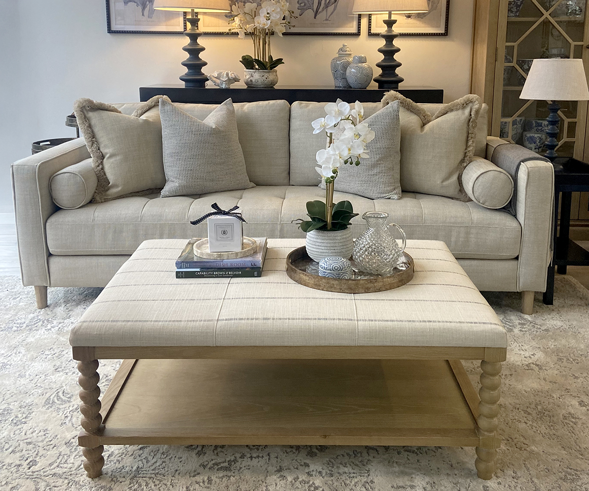 Small Bobbin Coffee Table in Salcome Ocean, 110cm