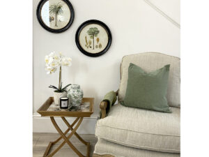 Golden Tropics Tray Table on Wooden Base