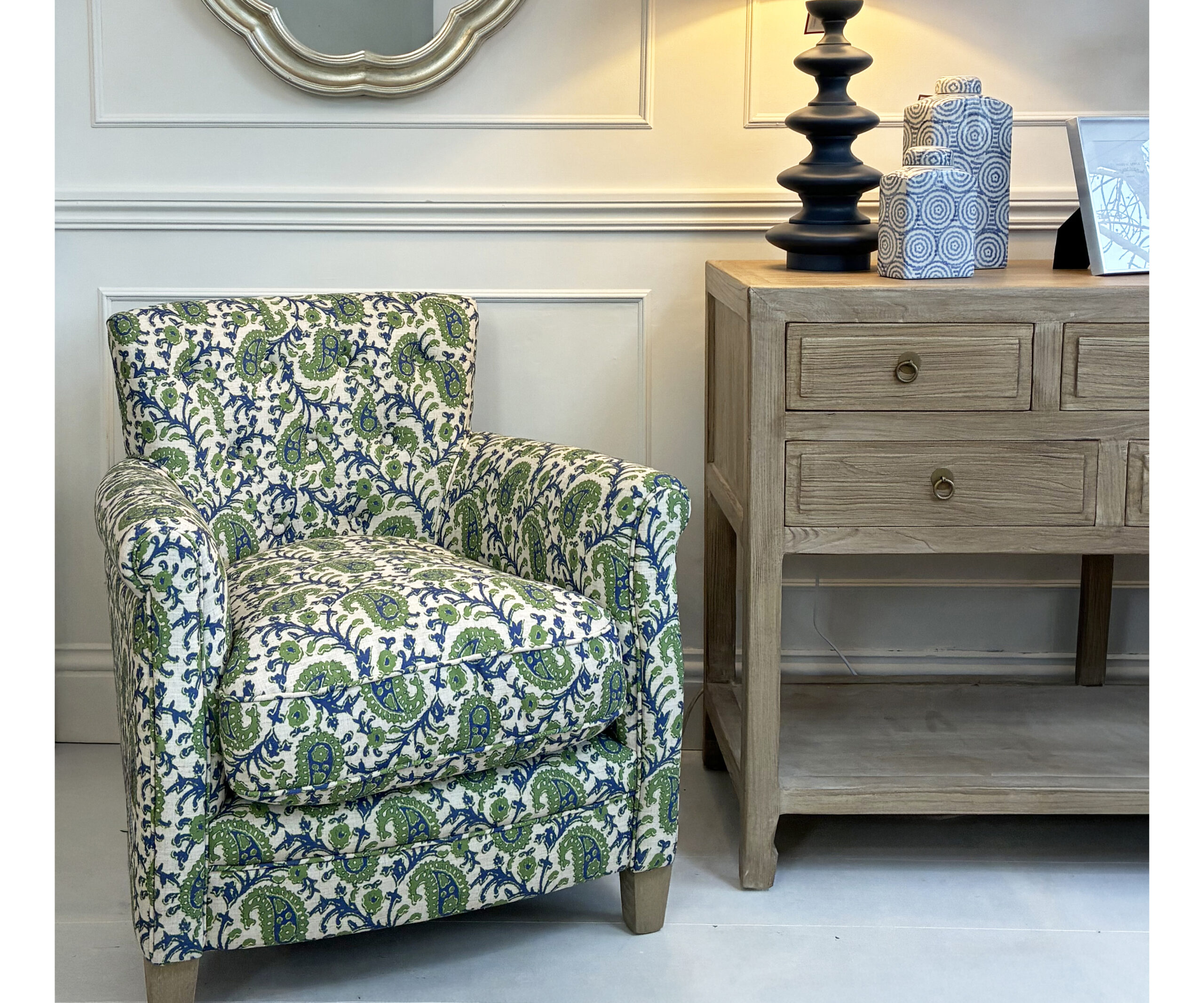 Karine Armchair in Floral Paisley