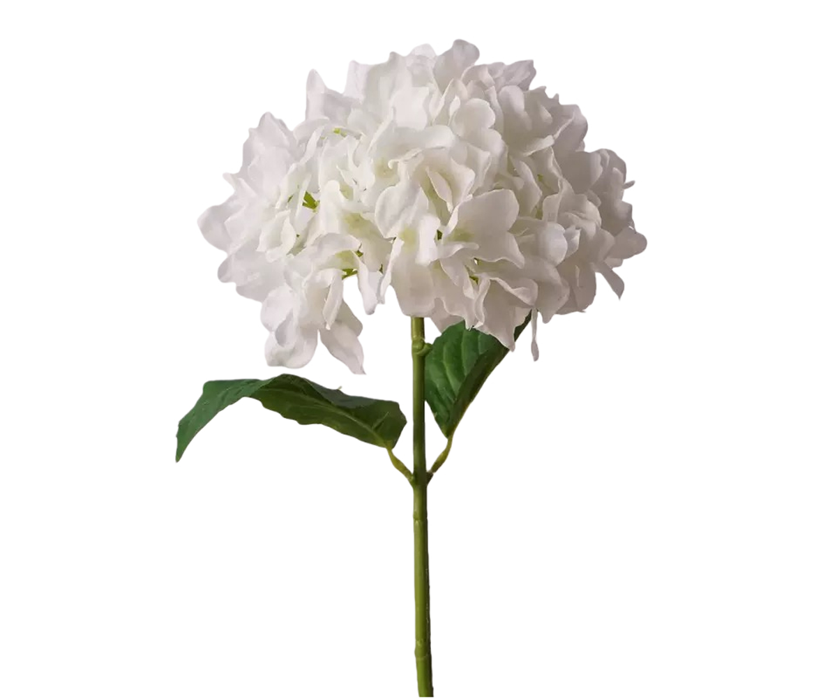Real Touch Tall White Hydrangea Stem, 62cm