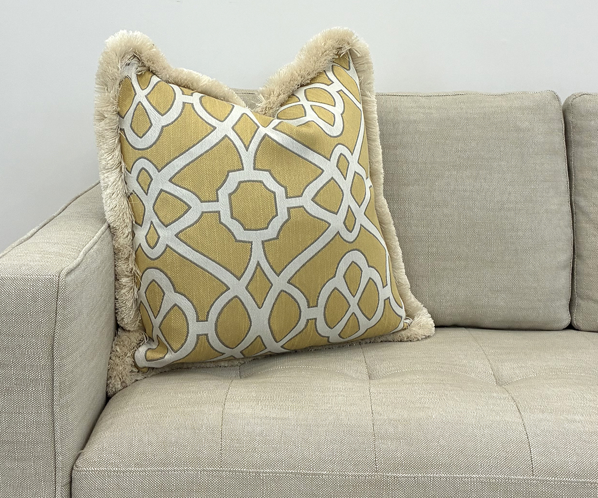 Cushion - Burlington Lemongrass with Fringe 56x56cm