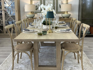 EX-DISPLAY - Newport Dining Table 240cm & 6 Cross Back Dining Chairs