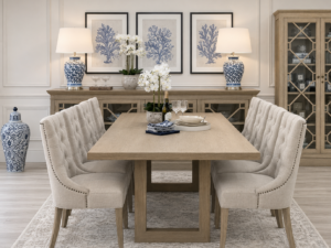 Newport Dining Table 240cm & 8 Ava Dining Chairs in Linen
