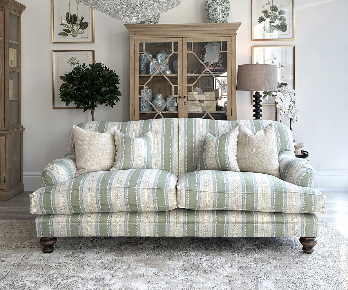 Penelope Grand 2 Seater Sofa in Eucalyptus Stripe