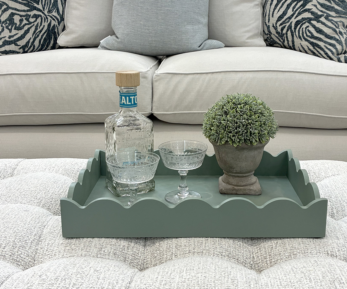 Rectangular Scalloped Tray in Eau De Nil - Small