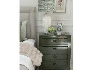 EX-DISPLAY - Oriental Style 4 Drawer Bedside Chest in Moss