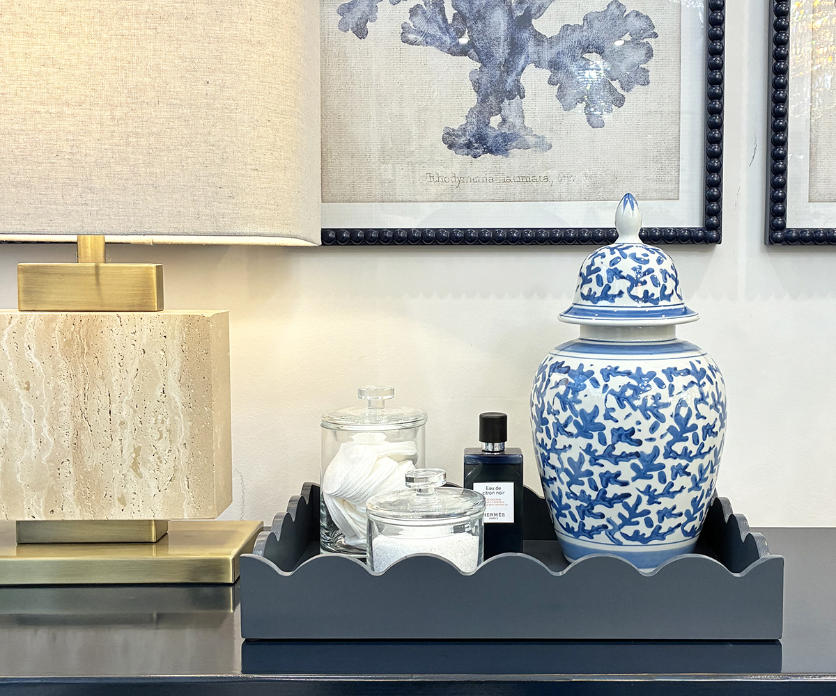 Rectangular Scalloped Tray in Indigo - Small