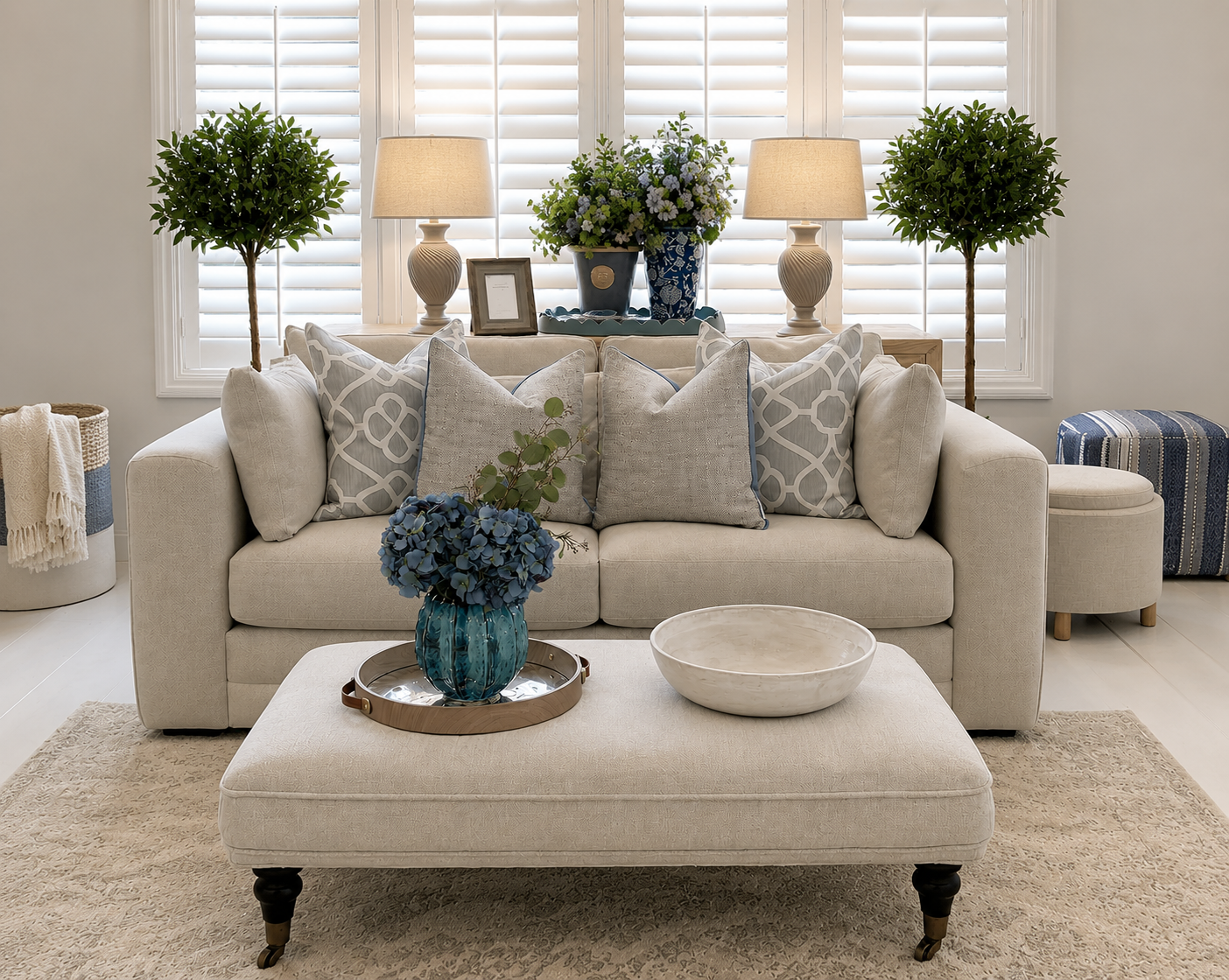 EX-DISPLAY - Lexington 2 Seater Sofa and Burford Rect Footstool in Wheat
