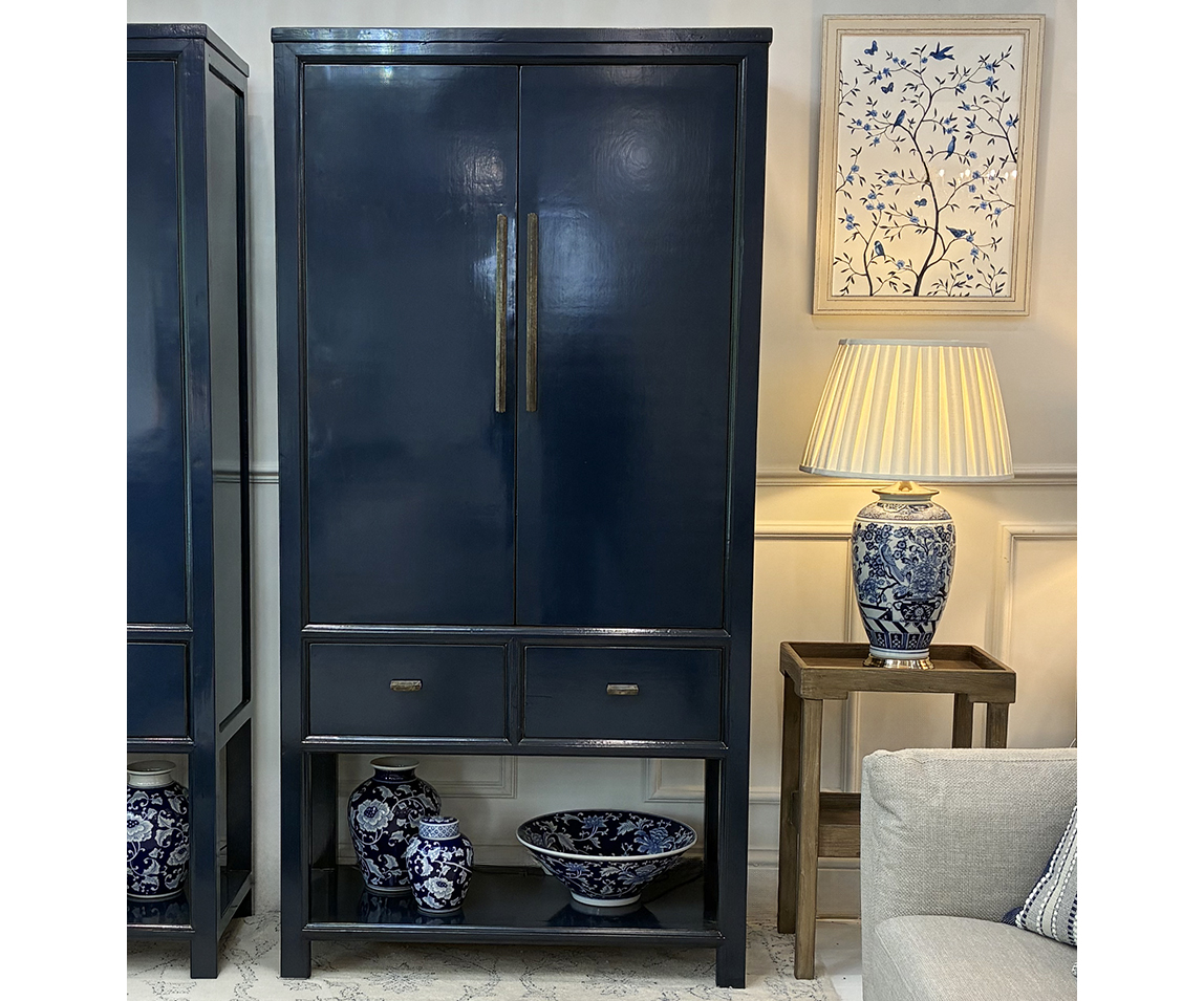 EX-DISPLAY - Oriental Style Mei 2 Door Cabinet in Indigo