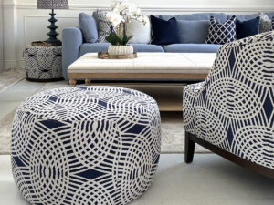 Pierre Ottoman in Mondello Indigo