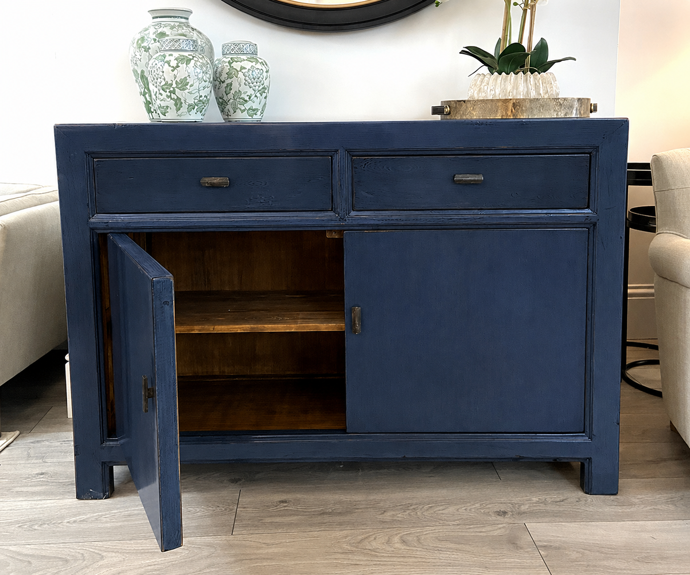 EX-DISPLAY - Oriental Style Mei 2 Door 2 Drawer Sideboard in Indigo