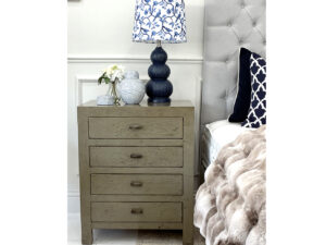 EX-DISPLAY - Oriental Style 4 Drawer Bedside Chest in Grey