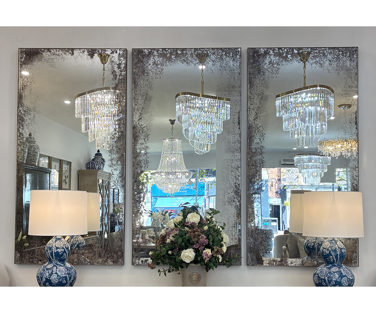 Set of Sydney Mirror with Distressed Edge, 153x77cm (ETA July)