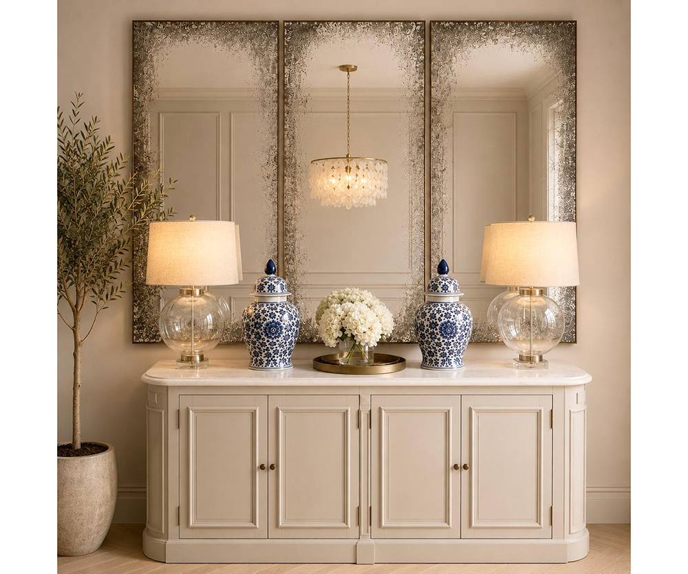 Set of 3 Sydney Mirror with Distressed Edge, 153x77cm