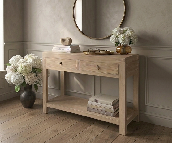 Hampstead Reclaimed Wood 2 Drawer Console Table, 120cm
