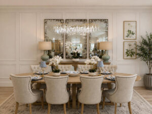 EX-DISPLAY - Hamptons 280cm Oval Dining Table & 8 Ava Dining Chairs in Linen