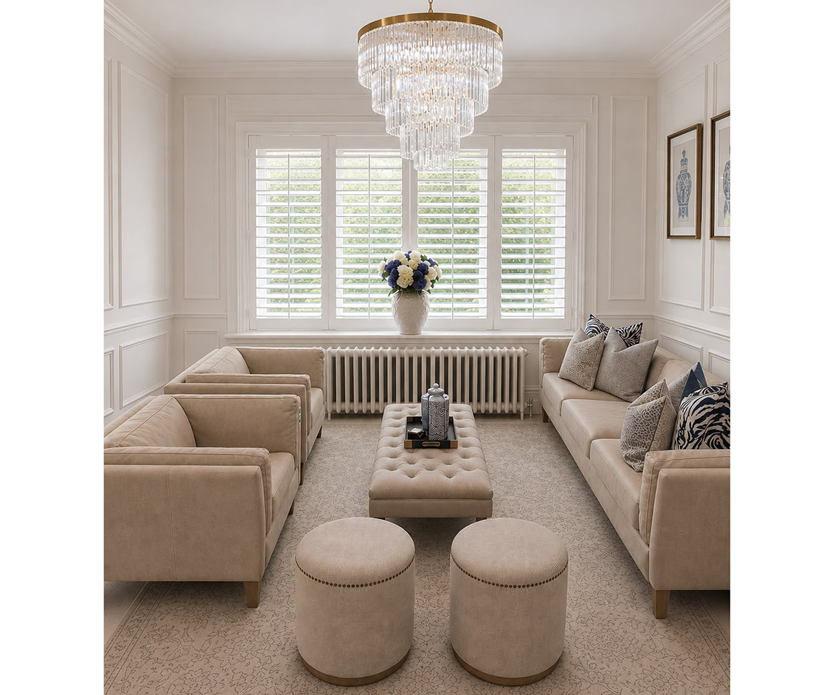 EX-DISPLAY - Soho 4 Seater Sofa, Pair of Soho Armchairs in Linen & Pair of Amelia Stools in Linen