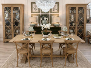 Halland 240cm Dining Table with Oak Base and 6 Cross Back Dining Chairs